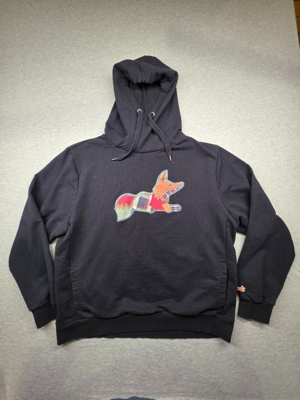 AKOO Fox Patch Pullover Hoodie Men's 3XL Black Plaid Applique Streetwear